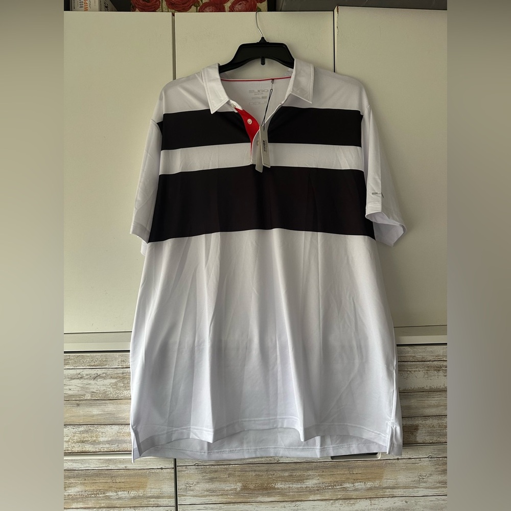 👕 NWT Sligo Brock Performance Golf Polo ⛳ White/Black/Red Size XXXL